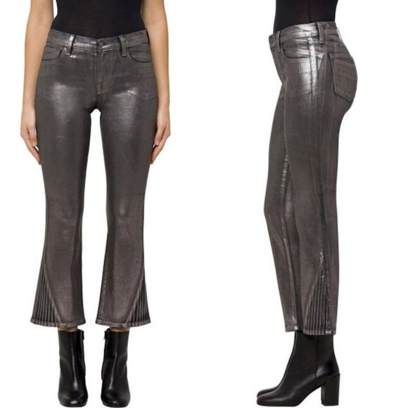 J Brand Selena Mid Rise Crop Jeans Foiled Chrome - Picture 2 of 10